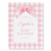Niedlich Pink Gingham mit Bow Girl Baby Dusche
