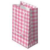 Niedlich Pink Gingham Pattern Kleine Geschenktüte (Vorderseite Schrägansicht)