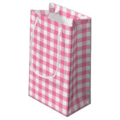 Niedlich Pink Gingham Pattern Kleine Geschenktüte (Rückseite Schrägansicht)
