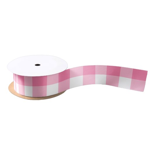 Niedlich Pink Gingham Pattern Satinband (Spule)