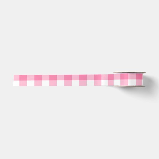 Niedlich Pink Gingham Pattern Satinband (Vorderseite)