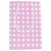 Niedlich Pink Gingham Paw Prints Gift Bag Mittlere Geschenktüte (Vorderseite)