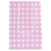 Niedlich Pink Gingham Paw Prints Gift Bag Mittlere Geschenktüte (Rückseite)