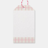 Niedlich Pink Gingham Peach Baby Dusche Danke Geschenkanhänger (Rückseite)