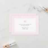 Niedlich Pink Gingham Swan Babydusche Danke Karte (Vorderseite/Rückseite Beispiel)