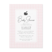 Niedlich Pink Gingham Swan Simple Baby Dusche