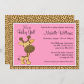Niedlich Pink Giraffe Girl Babydusche Einladung (Vorne/Hinten)