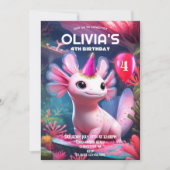 Niedlich Pink Girl Axolotl Geburtstag Einladung (Vorderseite)