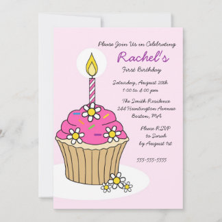 NIEDLICH Pink Girl Cupcake zum Geburtstag Einladun Einladung