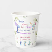 Niedlich Pink Girl Dinosaur 1. Geburtstag Party Pappbecher (Vorderseite)