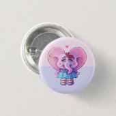 Niedlich Pink Girl Elephant Button (Vorne & Hinten)