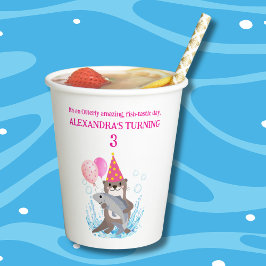 Niedlich Pink Girl Sea Otter Geburtstagsparty Pappbecher