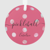 Niedlich Pink-Girl-Skript-Pickleball Ornament (Rückseite)