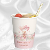 Niedlich Pink Girl Teddy Geburtstagsparty Pappbecher