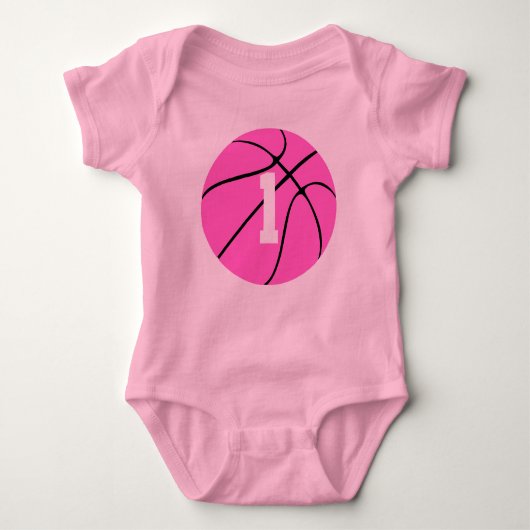 Niedlich Pink Girls Basketball Custom Baby Bodysui Baby Strampler (Vorderseite)