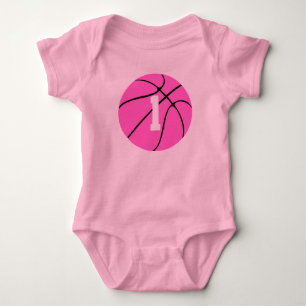 Niedlich Pink Girls Basketball Custom Baby Bodysui Strampler