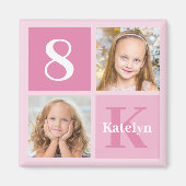 Niedlich Pink Girls FotoCollage Personalisiert Magnet (Vorne)