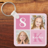 Niedlich Pink Girls FotoCollage Personalisiert Schlüsselanhänger (Vorderseite)