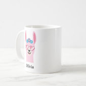 Niedlich Pink Girls Llama Personalize Name Kaffeetasse (Vorderseite Links)