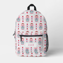 Niedlich Pink Girls Nesting Doll Pattern Bedruckter Rucksack