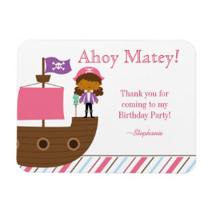 Niedlich-pink-Girl's Pirate Geburtstagsparty danke Magnet