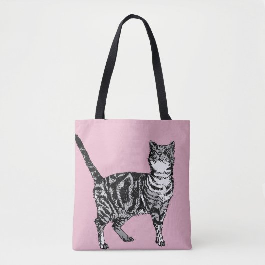 Niedlich Pink Girls Room Tabby Cat Grotte Tasche (Vorderseite)