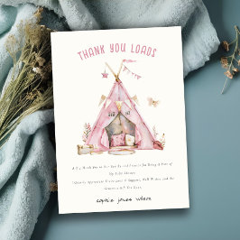 Niedlich Pink Girls Zelt Schläfenleepover Schlumme Dankeskarte