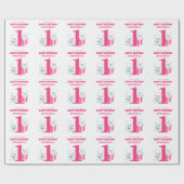 Niedlich Pink Girls zum ersten Geburtstag Geschenkpapier (Flach)