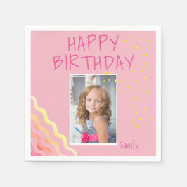 Niedlich Pink Girly Birthday Foto Serviette