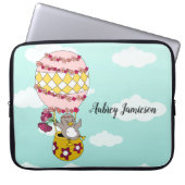 Niedlich Pink Girly Boho Blume Bird Hot Air Ballon Laptopschutzhülle (Vorderseite)