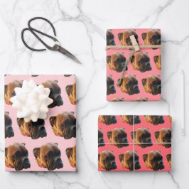 Niedlich Pink Girly Boxer Dog Geschenkpapier Set