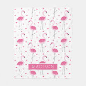 Niedlich Pink Girly Flamingo Liebe Herz Personalis Fleecedecke (Vorderseite)