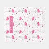 Niedlich Pink Girly Flamingo Liebe Herz Personalis Fleecedecke (Vorderseite (Horizontal))