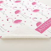 Niedlich Pink Girly Flamingo Liebe Herz Personalis Sherpadecke (3/4)