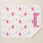 Niedlich Pink Girly Flamingo Liebe Herz Personalis Sherpadecke (Vorderseite (Horizontal))
