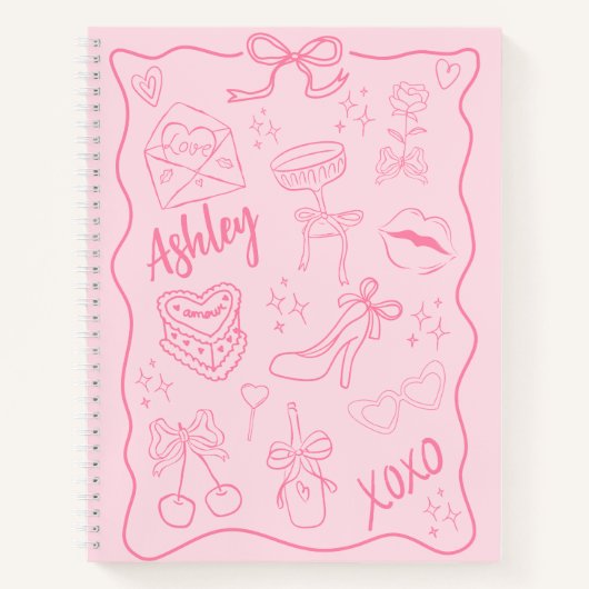Niedlich Pink Girly Trendy Notizblock (Vorderseite)