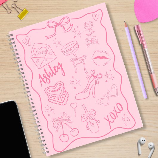 Niedlich Pink Girly Trendy Notizblock