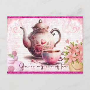 Niedlich Pink Girly Vintag, du bist mein Tee-Cup Postkarte
