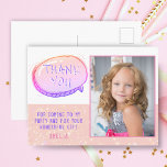 Niedlich Pink Glitzer Girly Birthday Danke Foto Postkarte<br><div class="desc">Niedlich Pink Glitzer Girly Birthday Danke Foto Postcard für Mädchen mit einem benutzerdefinierten Foto und danke Ihnen Text. Personalisierbarer Geburtstag Dankeschön Karte für Ihre Freunde und Familie. Laden Sie Ihr Foto hoch und personalisieren Sie die Postkarte mit Ihrem Namen und Text. Die Postkarte hat einen rosa Cartoon und einen rosa...</div>