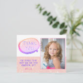 Niedlich Pink Glitzer Girly Birthday Danke Foto Postkarte (Stehend Vorderseite)