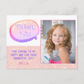 Niedlich Pink Glitzer Girly Birthday Danke Foto Postkarte (Vorderseite)