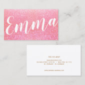 Niedlich Pink Glitzer Handgeschriebene Skriptkalli Visitenkarte (Vorne/Hinten)