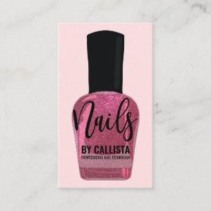 Niedlich Pink Glitzer Nail Polnischer Nageltechnik Visitenkarte