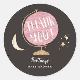 Niedlich Pink Globe Adventure Theme Baby Dusche Ge Runder Aufkleber