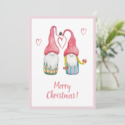 Niedlich Pink Gnome in Liebe Frohe Weihnachten (Stehend Vorderseite)