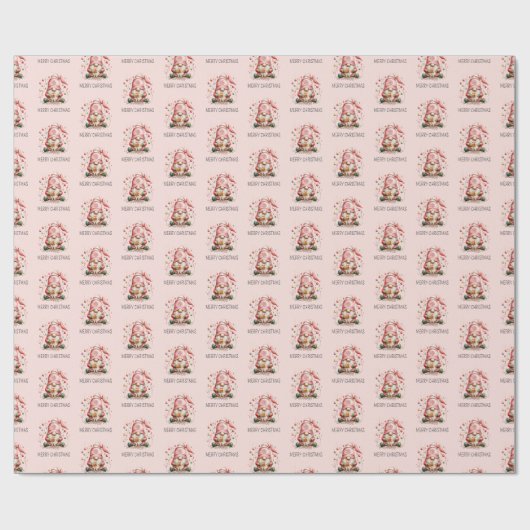 Niedlich Pink Gnome Weihnachten Geschenkpapier (Flach)