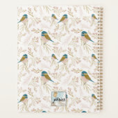Niedlich Pink Gold Chickade Bird Floral Name Planer (Rückseite)