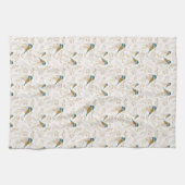 Niedlich Pink Gold Chickadee Blumenhörnchen Geschirrtuch (Horizontal)