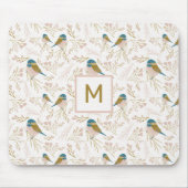 Niedlich Pink Gold Chickadee Herz Blumenanfang Mousepad (Vorne)