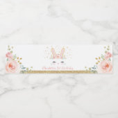 Niedlich Pink Gold Floral Bunny Rabbit Gastgeschen Wasserflaschenetikett (Einzelnes Label)